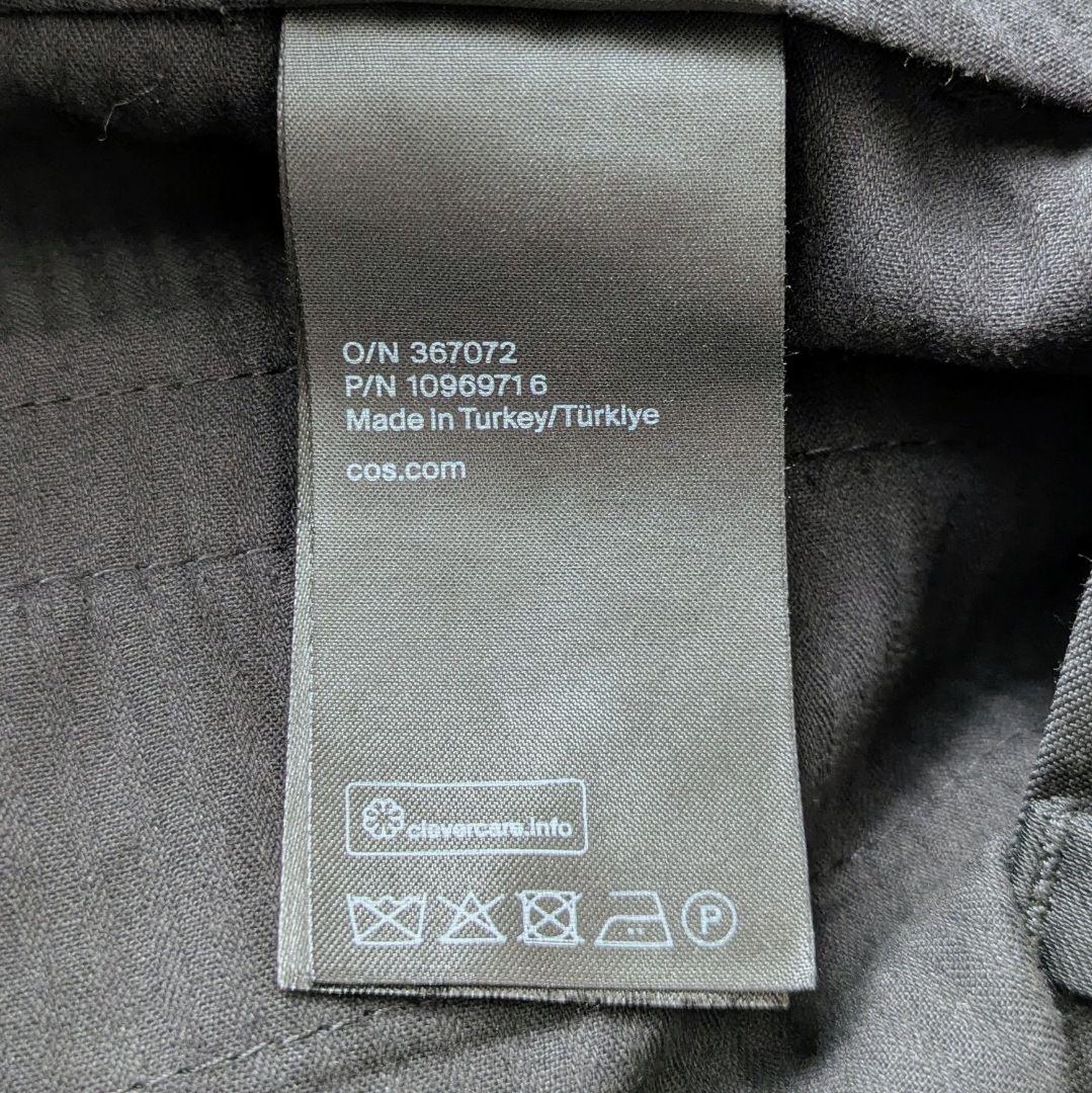 COS プリーツウールワイドレッグパンツ ブラック