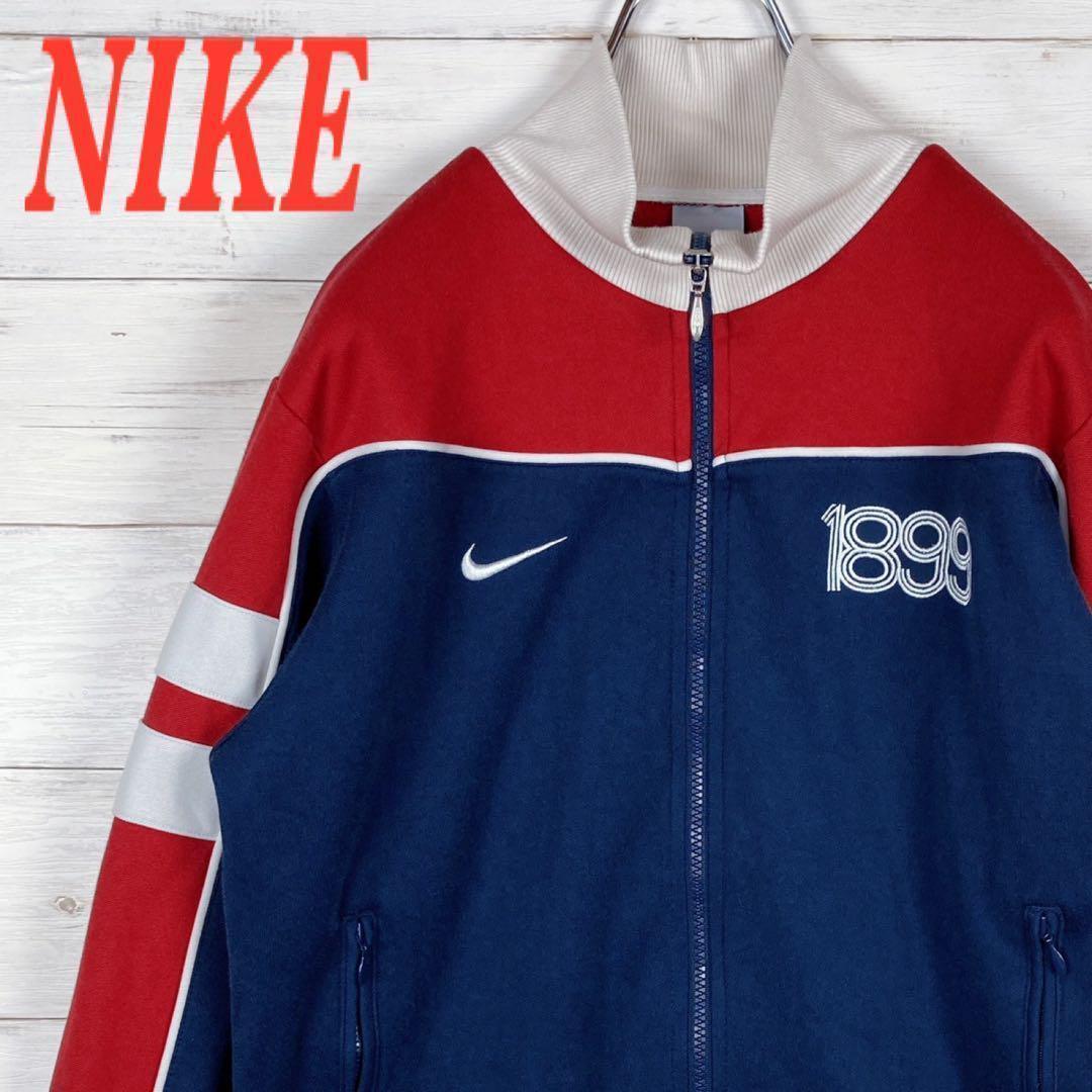 【NIKE】トラックジャケット M マルチカラー 刺繍ロゴ ネイビー