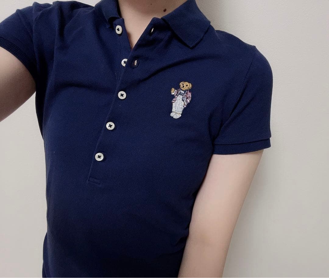 レアなベアータイプ♡ラルフローレン　ポロベア刺繍ポロシャツ　ネイビー　チェック