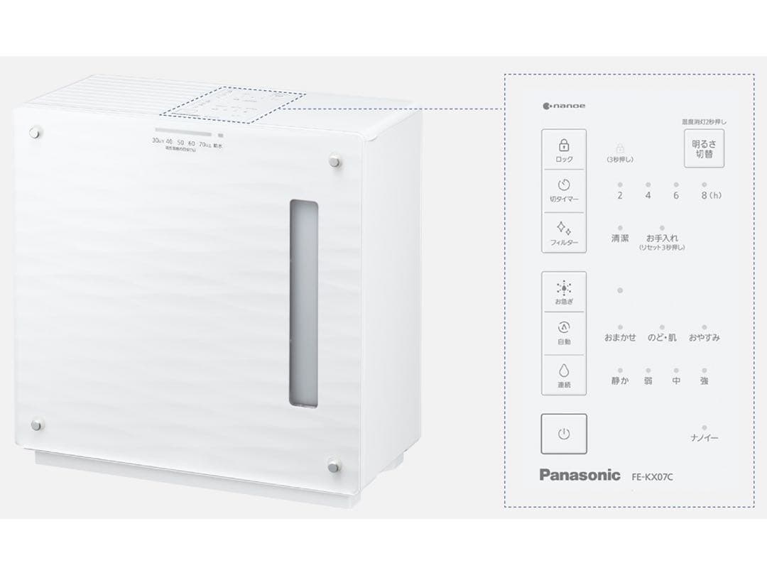 未使用　パナソニック　ヒーターレス気化式加湿器FE-KX07C-w