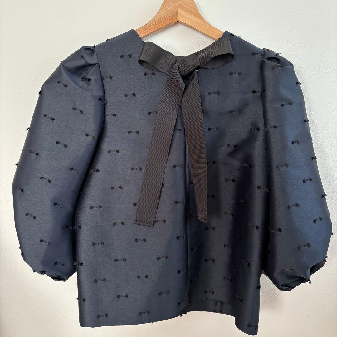 UNITED ARROWS リボン カットジャガード ブラウス