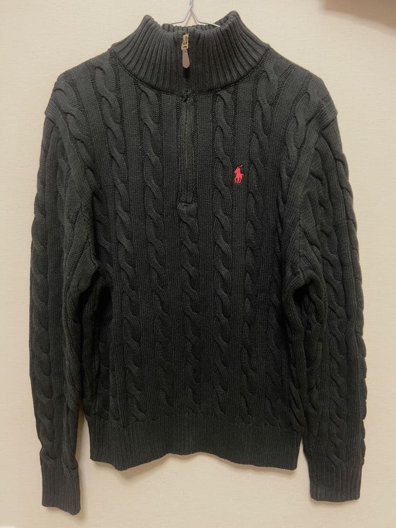 POLO ラルフローレン ハーフジップ ニット ブラック L