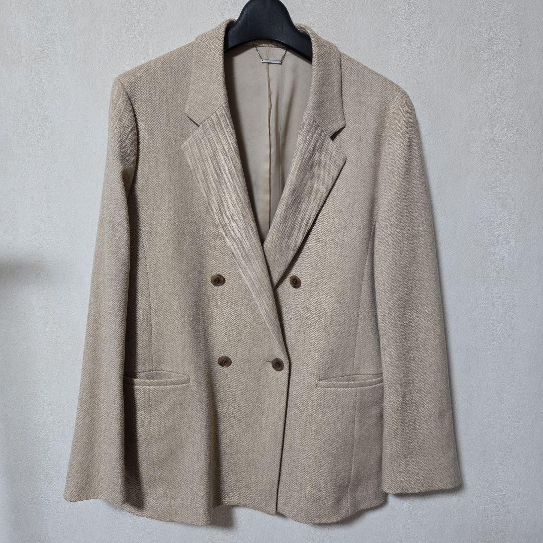 ニューヨーカー　ベージュ ヘリンボーン ダブルジャケット