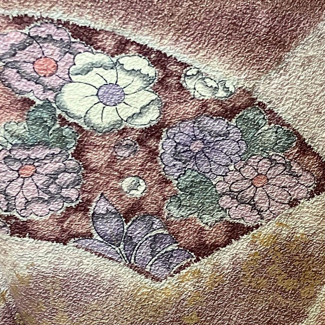 ［6491］訪問着 扇面 辻ヶ花 花菱ぼかし 幅広サイズ 正絹 着物 袷