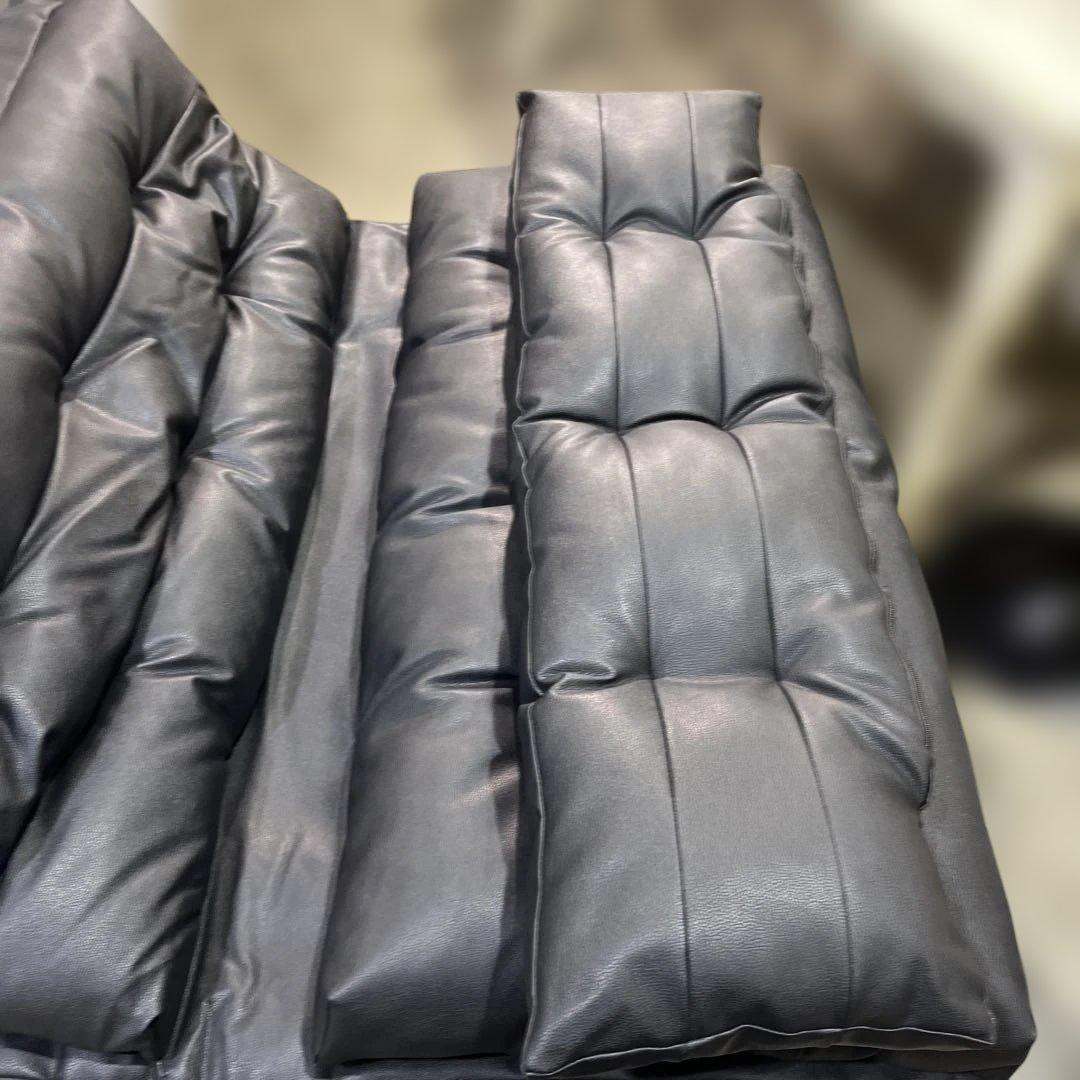 【未使用】ソファベッド◆ローソファ◇黒◆合皮◇組み立て不要◆定価¥18,500