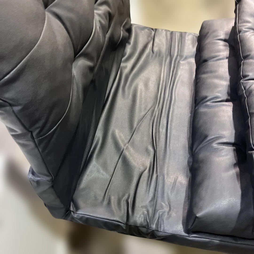 【未使用】ソファベッド◆ローソファ◇黒◆合皮◇組み立て不要◆定価¥18,500