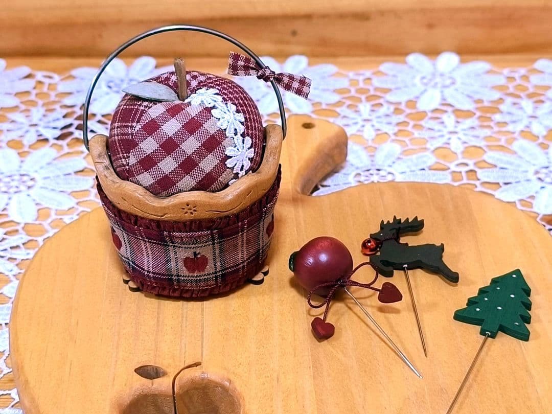 ⭐️アメリカンカントリー雑貨♥サンタさんからの贈り物★ෆまん丸りんごෆバスケット