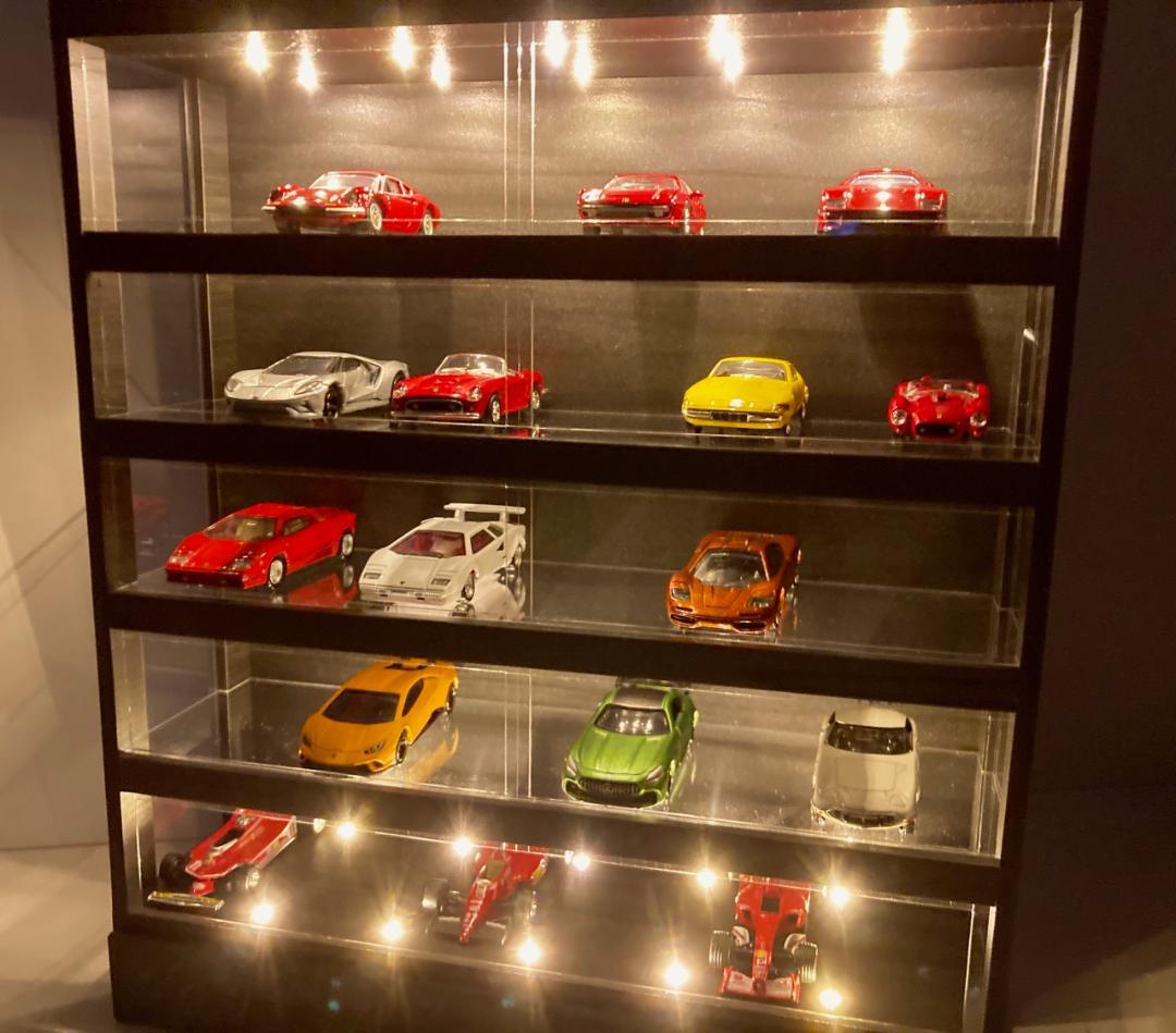 1/64展示35台可能・漆黒ウッド・5層式ディスプレーBOX / ネオジオラマ