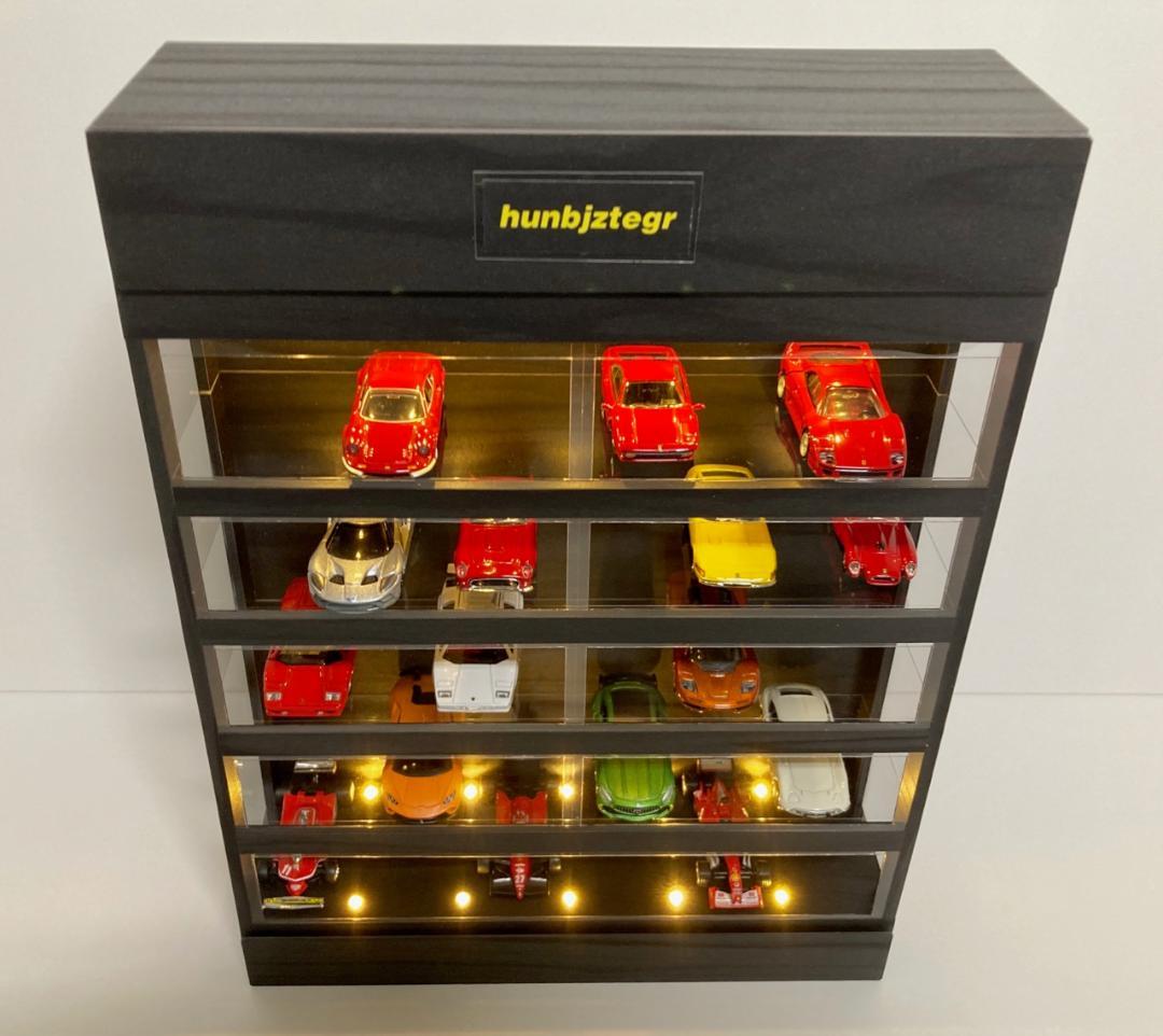 1/64展示35台可能・漆黒ウッド・5層式ディスプレーBOX / ネオジオラマ