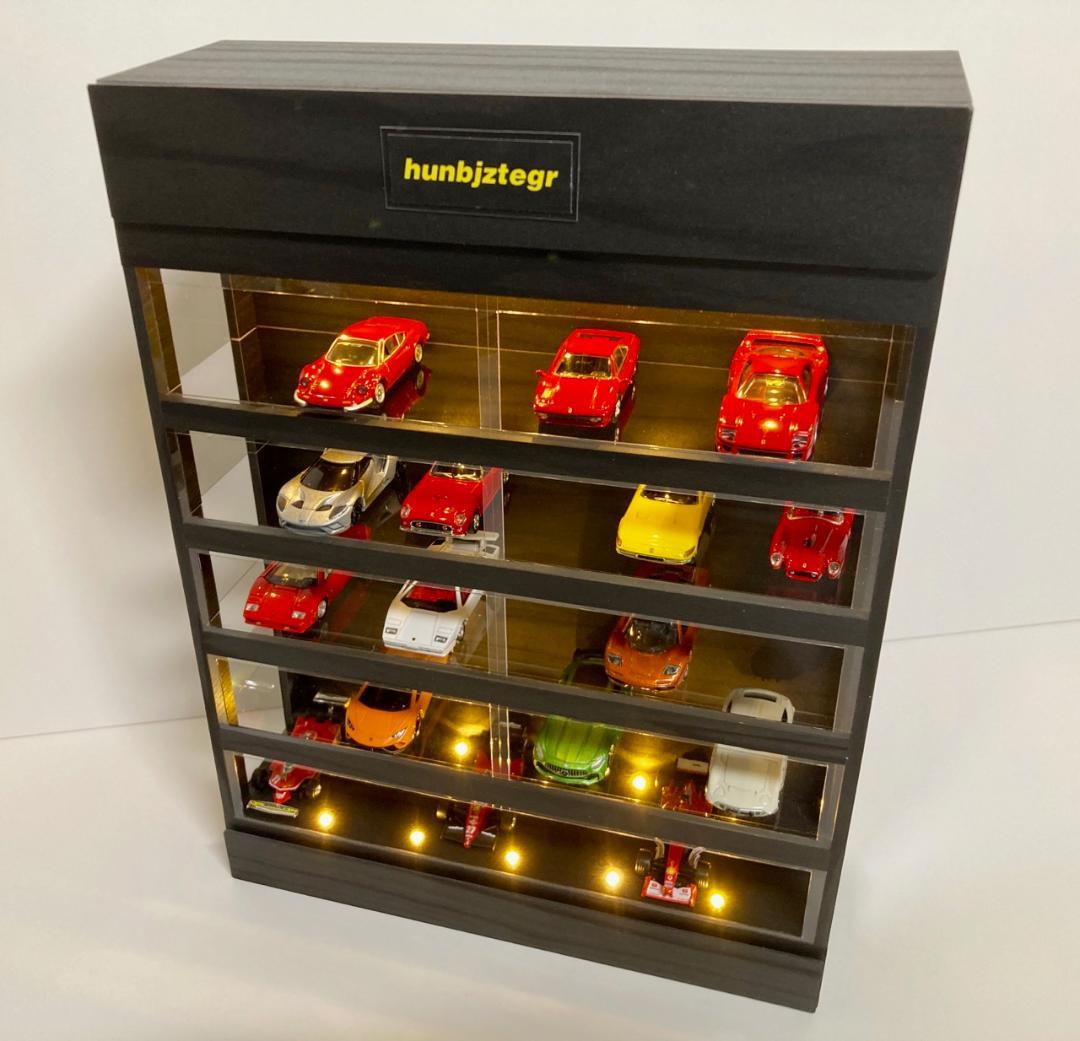 1/64展示35台可能・漆黒ウッド・5層式ディスプレーBOX / ネオジオラマ