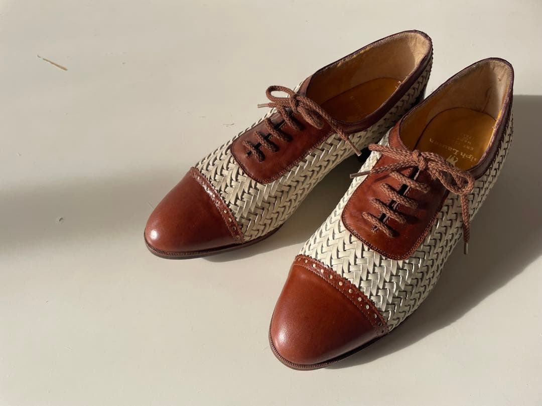 新古品◎伊製　Ralph Lauren ラルフレザーメッシュドレスシューズ 7