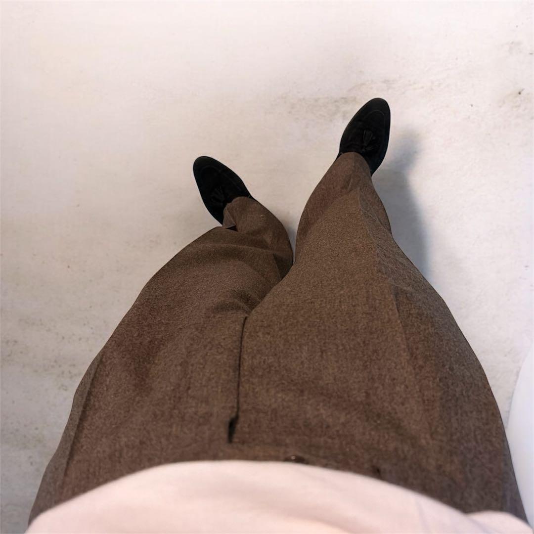 定価10万超 FENDI カシミヤ混 イタリア製 ワイドスラックス フランネル