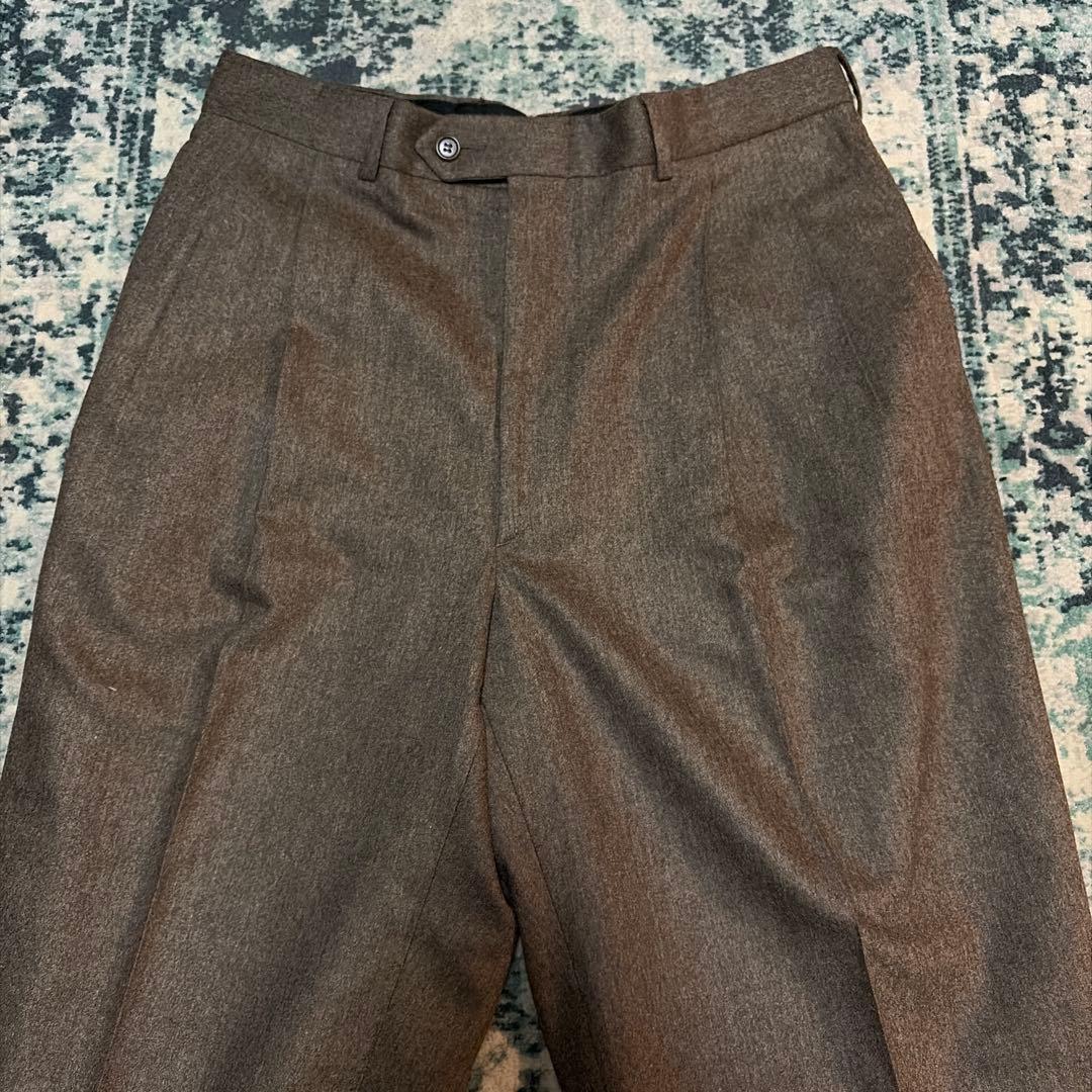 定価10万超 FENDI カシミヤ混 イタリア製 ワイドスラックス フランネル