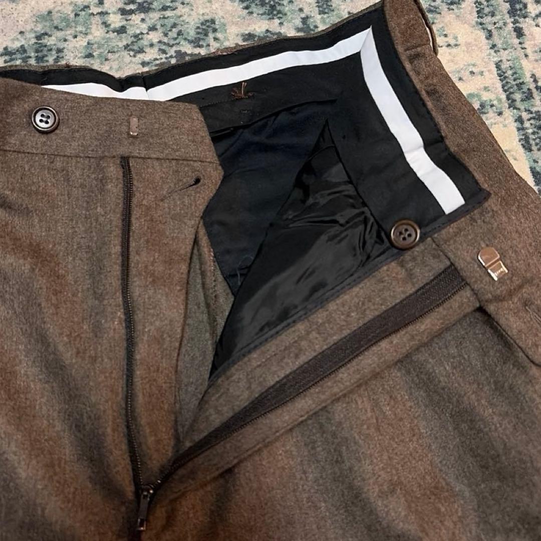 定価10万超 FENDI カシミヤ混 イタリア製 ワイドスラックス フランネル