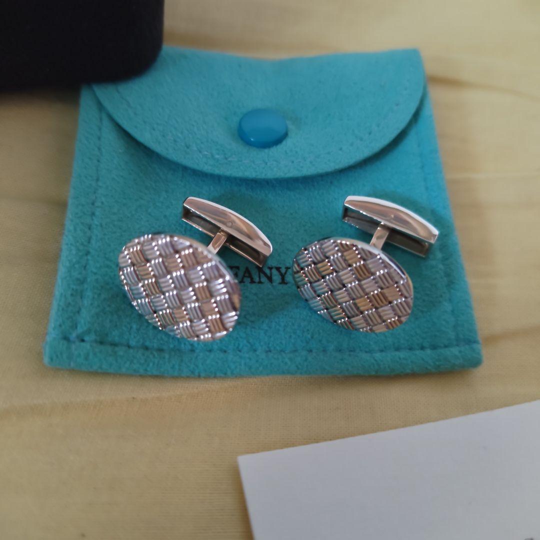 【未使用】ティファニー　14K x SV925　オーバル　カフス　カフリンクス