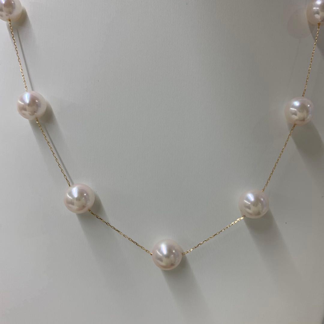 ハッピー　9粒ステーションネックレス 8-8.5mm