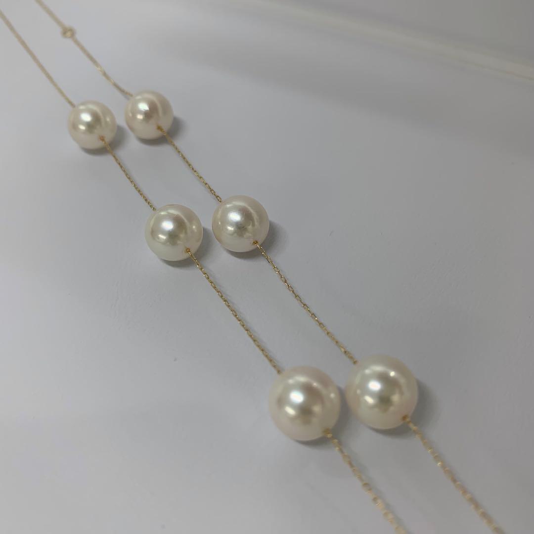 ハッピー　9粒ステーションネックレス 8-8.5mm