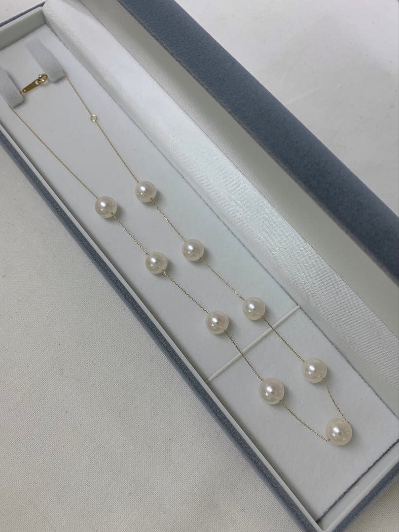 ハッピー　9粒ステーションネックレス 8-8.5mm