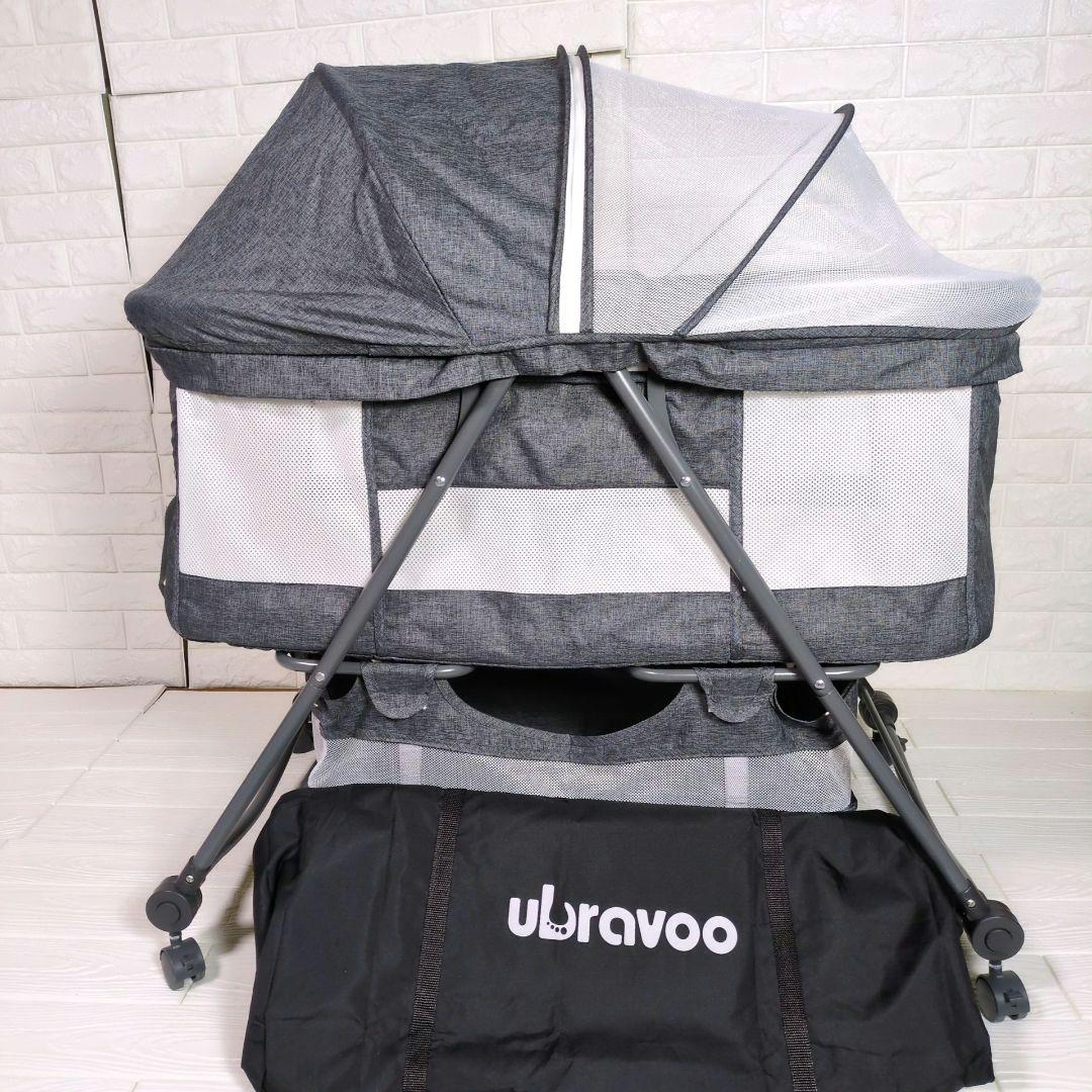 ◎美品◎　UBRAVOO ベビーベッド 折りたたみ式　キャスター付き