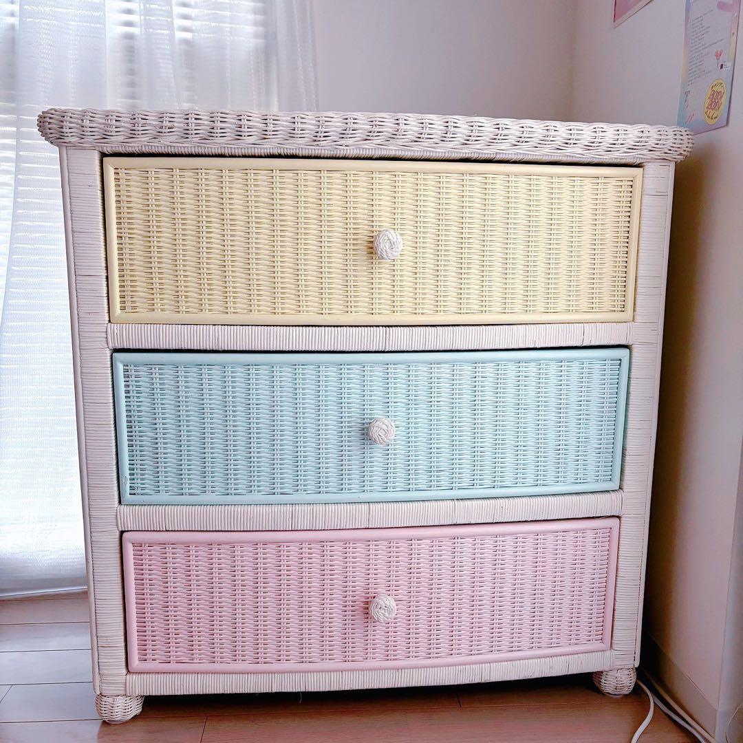 年末までのお値下げ！ヴィンテージ ウィッカー ラタン チェスト