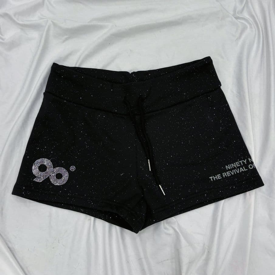 Mサイズ　黒×ラインストーン　90 Logo Glitter マイクロショーツ