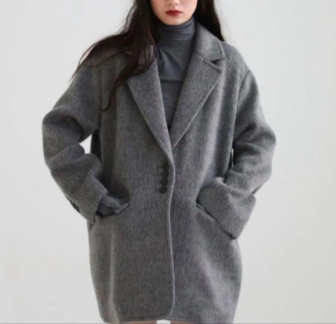 aere シャギージャケットコート グレー　38