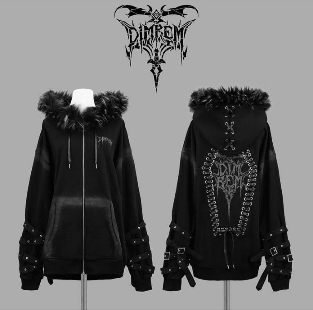 【DIMREM】超ハトメファーフードパーカー DimMoire