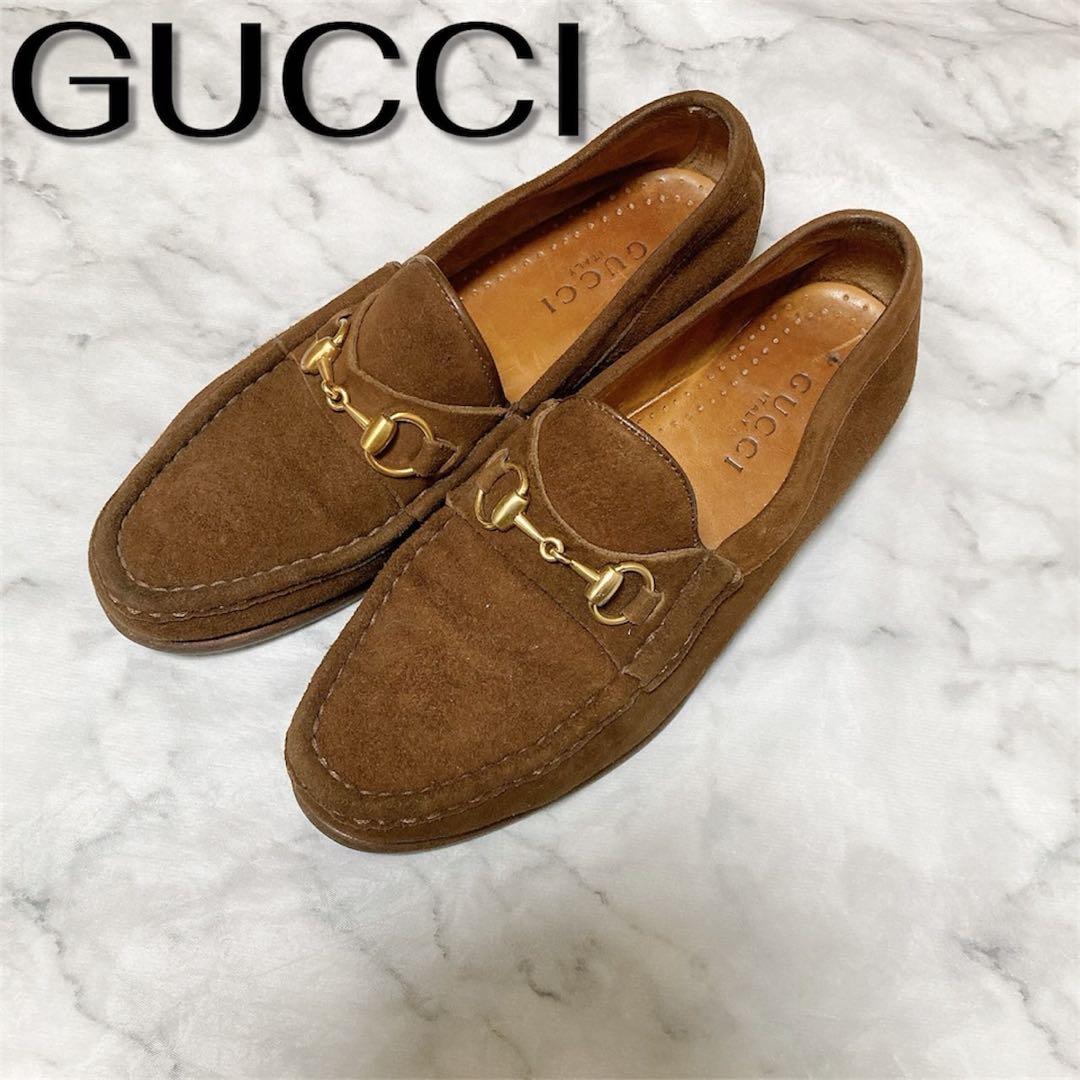 GUCCI グッチ　モカシン　スエード　ホースビットローファー　茶色　ブラウン