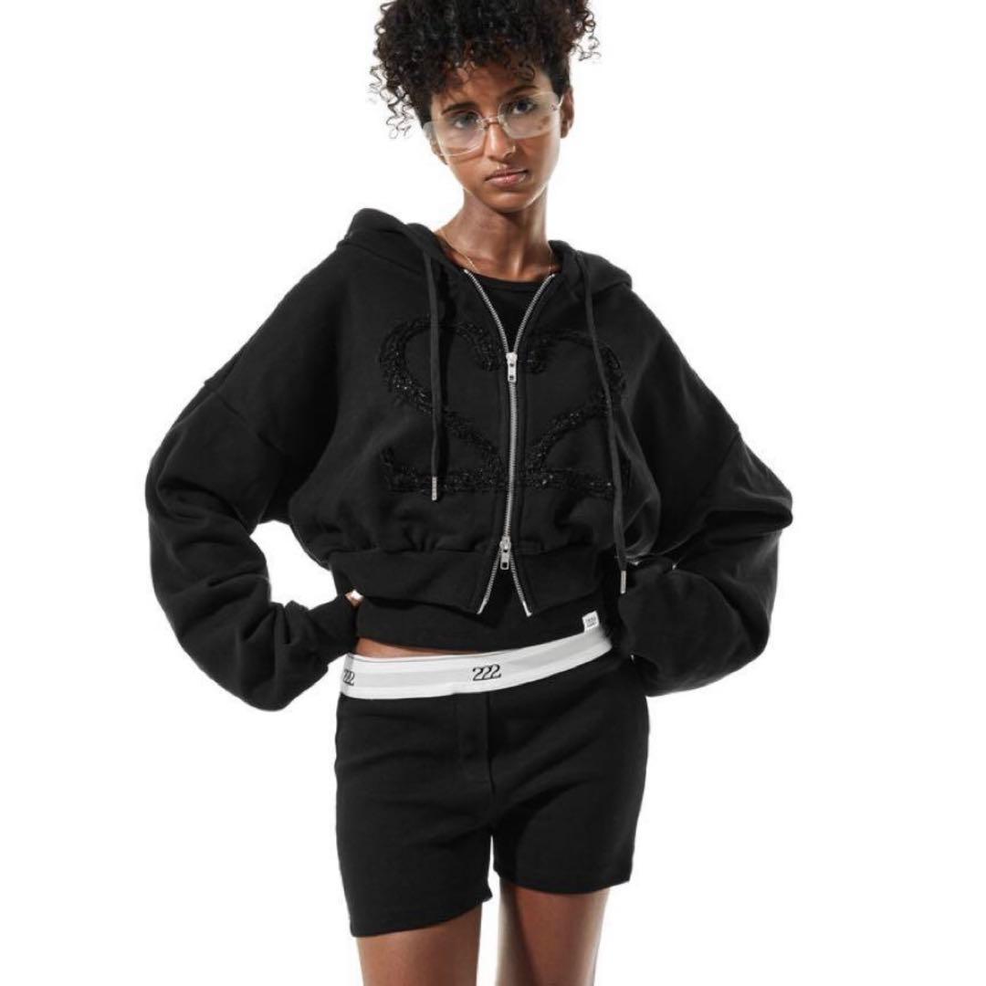 トップス 222 2twodul hoodie 002 (black)