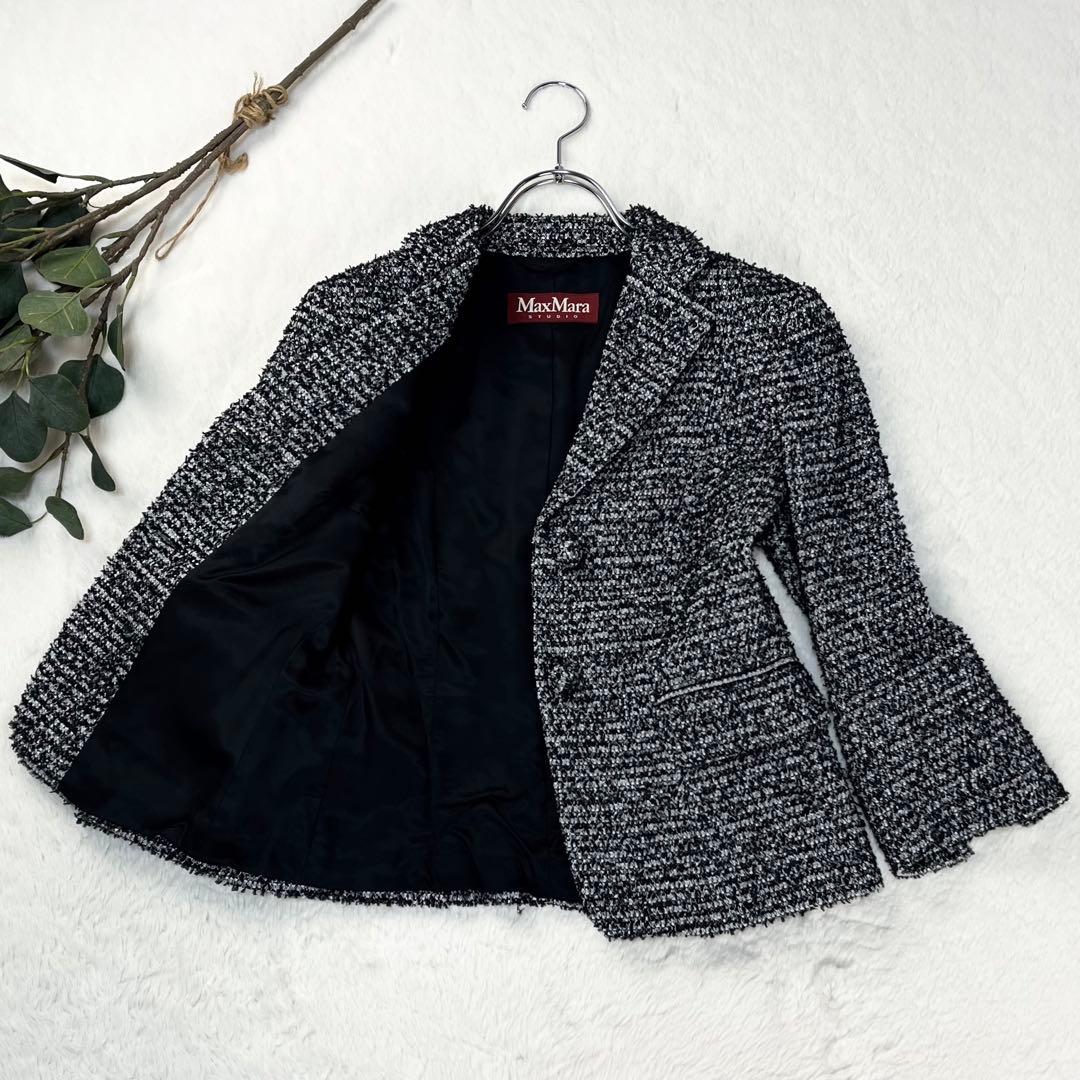美品 マックスマーラ ツイード セットアップ スカートスーツ くるみボタン 36