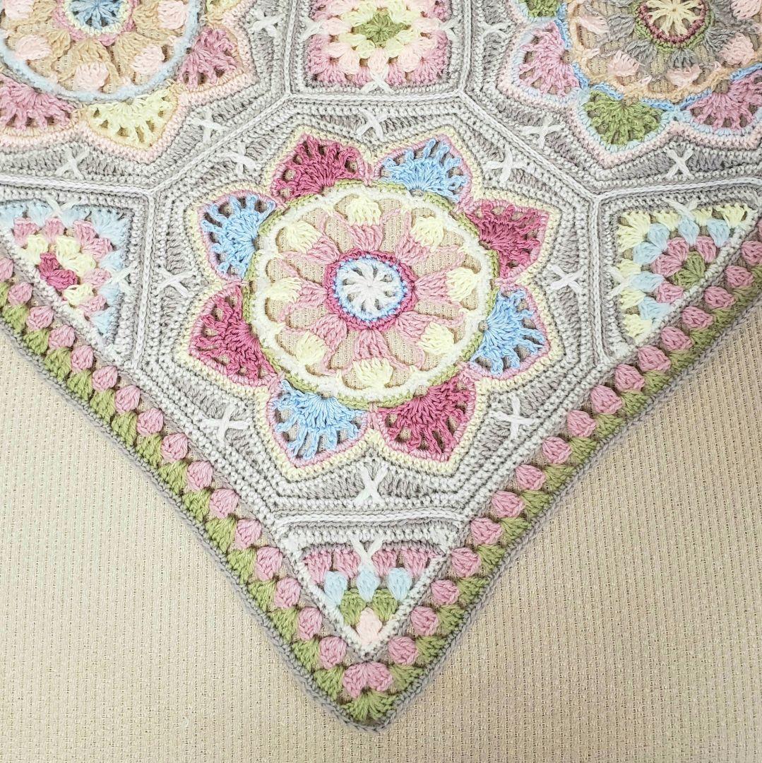 ペルシアンタイル☆マルチカバー　ブランケット　手編み　大判