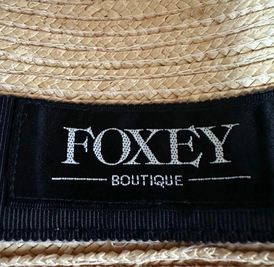 フォクシー 麦わら帽子 ストローハット 帽子 リボン 箱付き