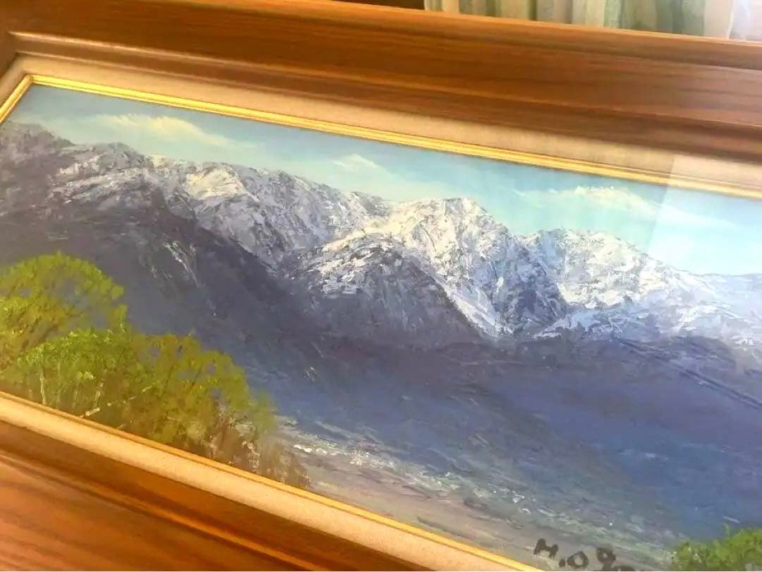小川久雄　油彩 肉筆　白馬の山々　H.O. サイン入り 551✖️225