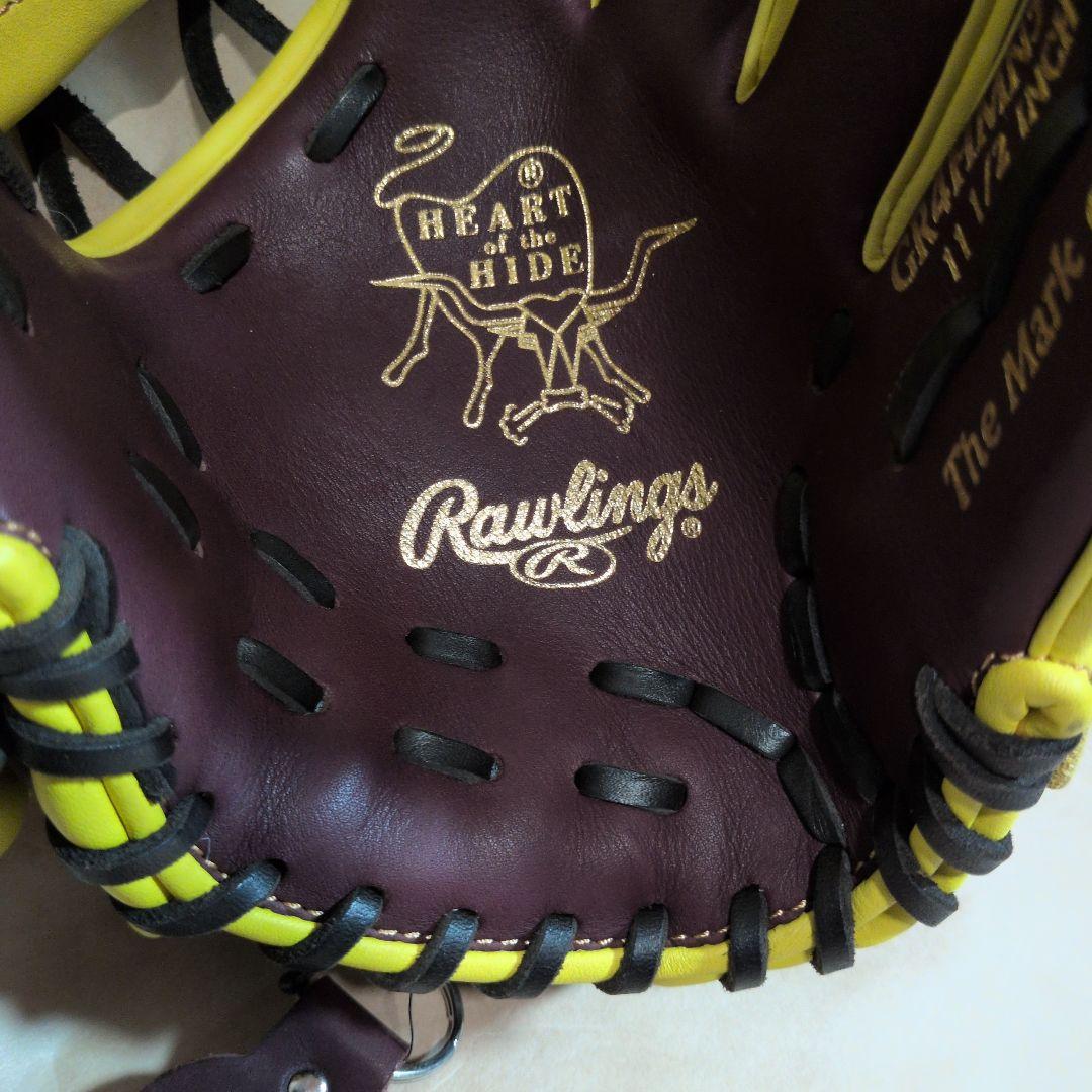 ローリングス:軟式用グラブ:右投げ:一般大人用:チョコ/イエロー:11.5インチ