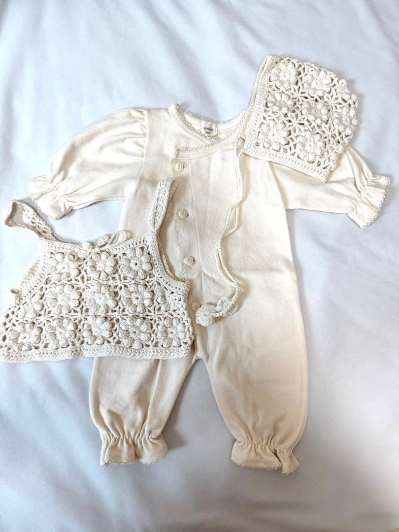 MONBEBE 退院着　ロンパース　ボンネット