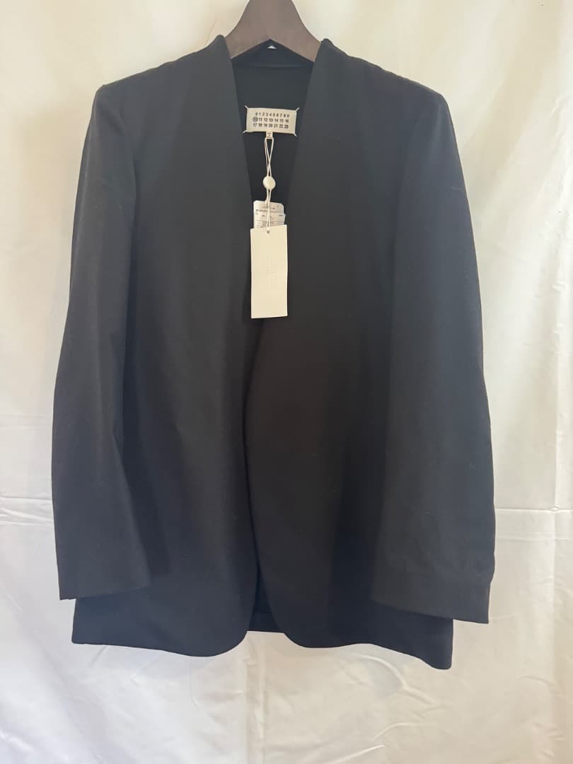 新品未使用　22AW　メゾンマルジェラ　ノーカラージャケット　46　ブラック