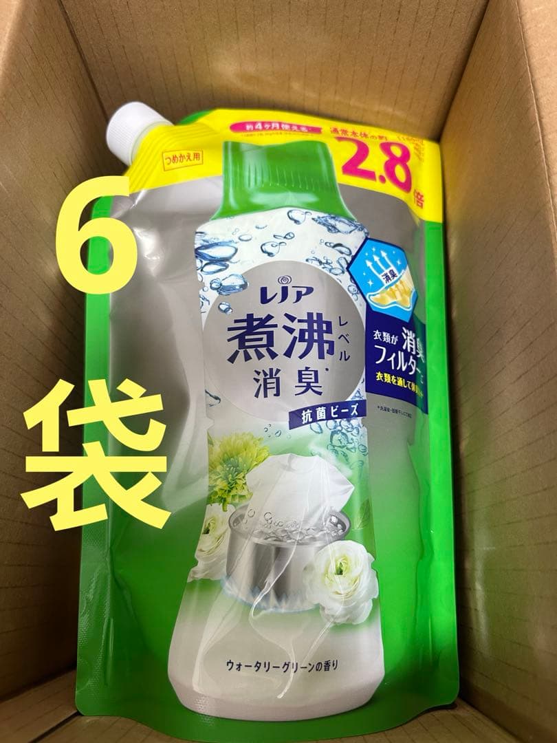 レノア 超消臭 抗菌ビーズ ウォータリーグリーン 1180ml 6個