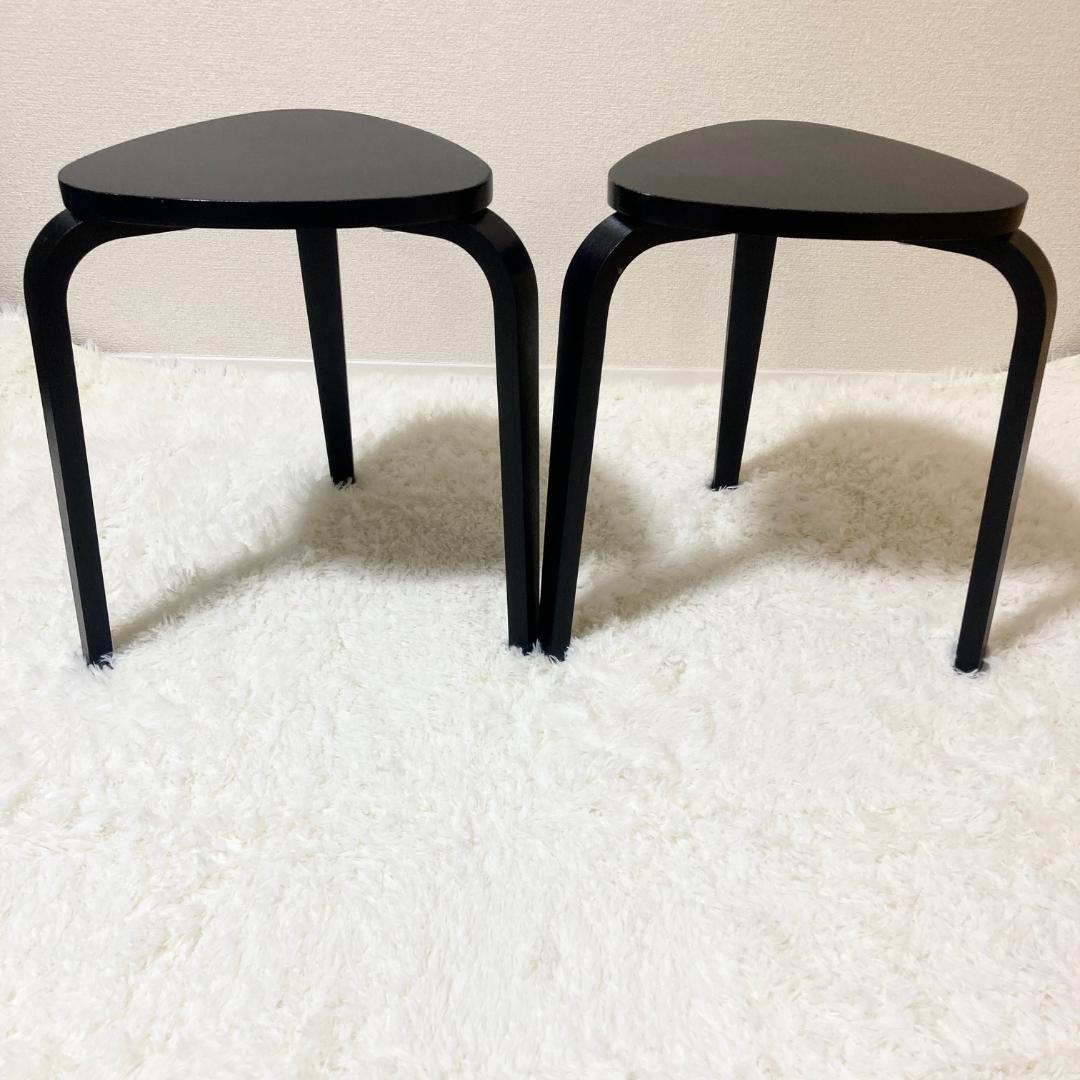 IKEA KYRRE シルレ スツール 2脚セット 木製 北欧 3本脚 三角 黒