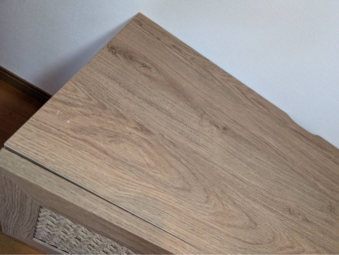 ■送料込■LOWYA ラタン ローテレビボード 2段収納 引き出し 麻 棚