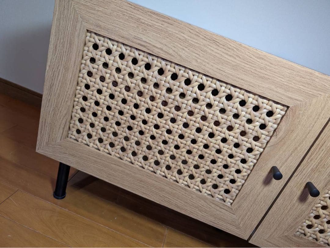 ■送料込■LOWYA ラタン ローテレビボード 2段収納 引き出し 麻 棚