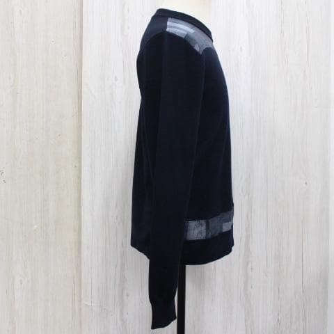 ◇美品 HERMES クルーネックニット 薄手 ネイビー S ウール＆シルク