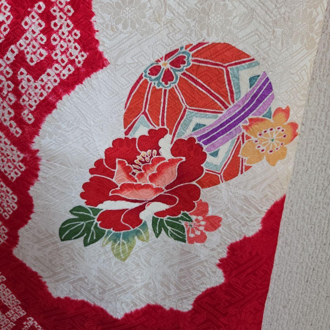 たぬ吉　　正絹　女の子お祝い着物　長襦袢付き　産着　七五三　絞り　逸品