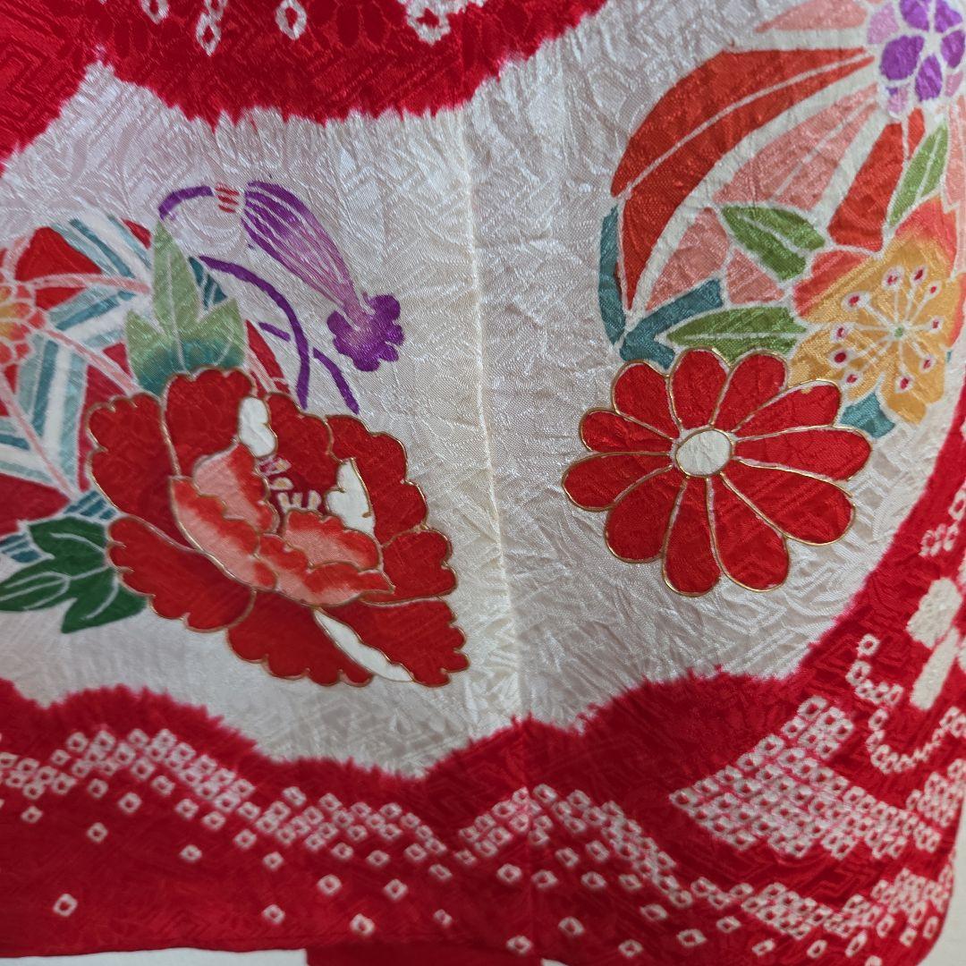 たぬ吉　　正絹　女の子お祝い着物　長襦袢付き　産着　七五三　絞り　逸品