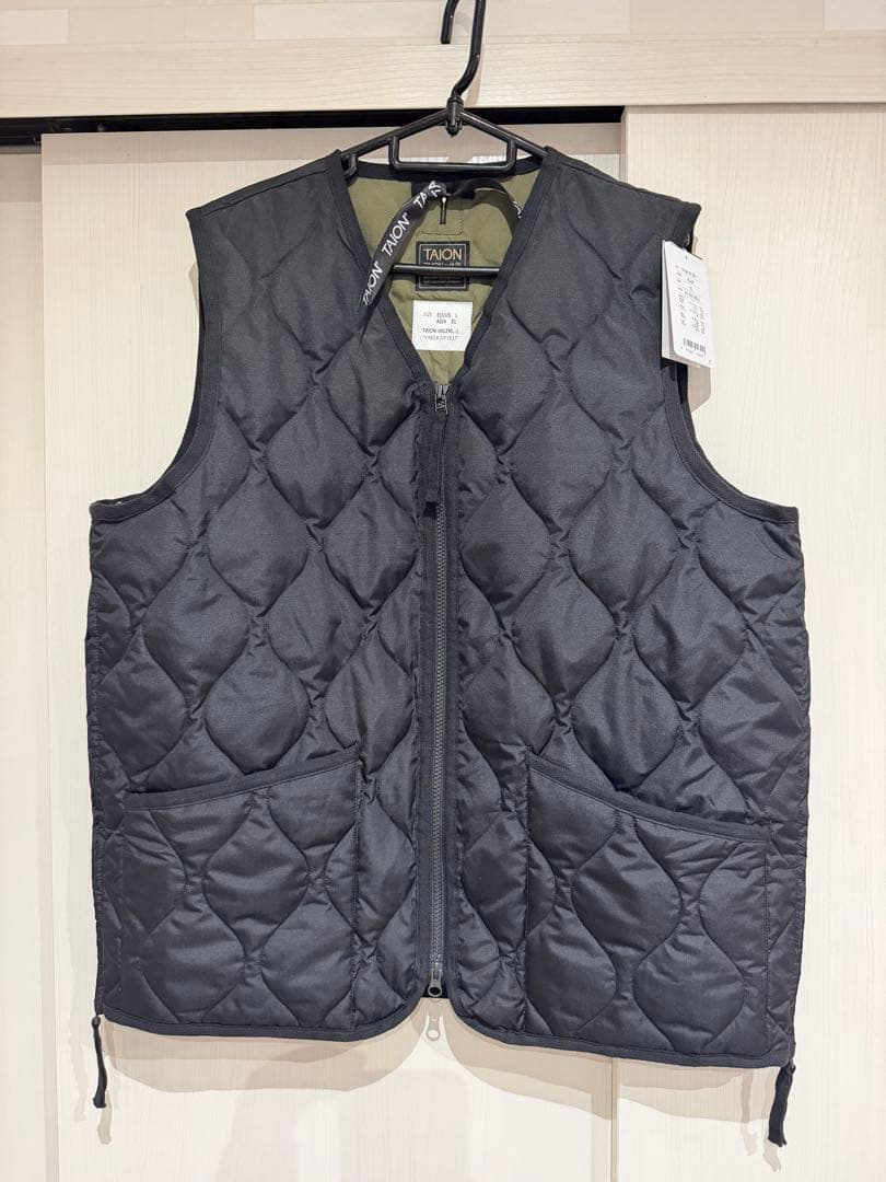 TAION タイオン ミリタリー Vネック ジップ ダウンベスト ユニセックス