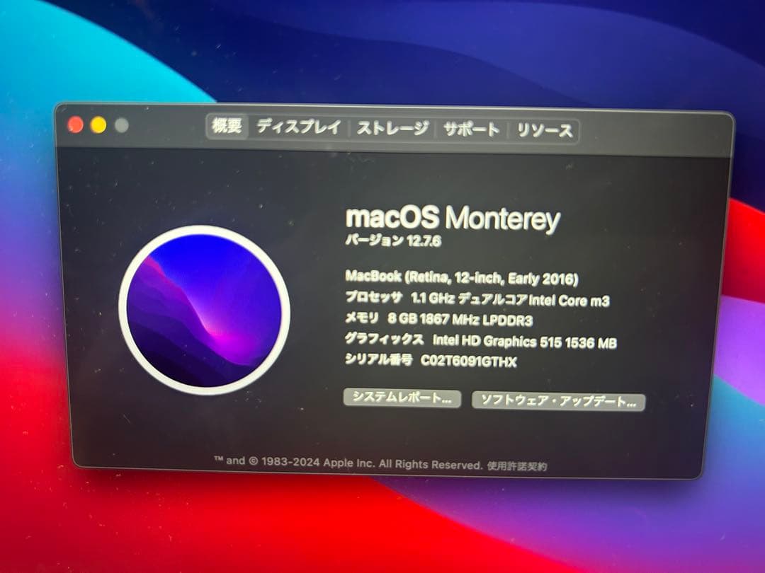 MacBook Early 2016 12インチ A1534