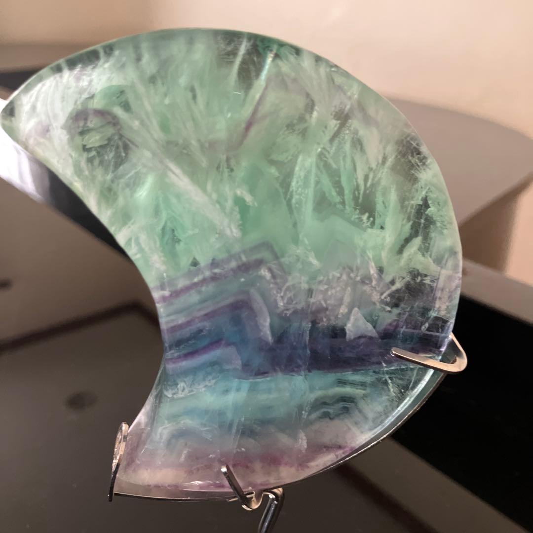 ベティさま専用エンジェルフェザー　トリプルカラーフローライト　月　天然石置物