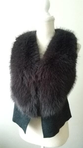 ☆Maglia Plus　ファー付き ウールベスト ダークグレー