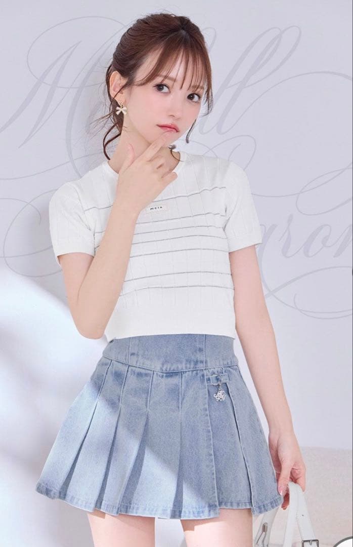 新品タグ付♡ミシェルマカロン完売美脚デニムスカパン ♡フリー