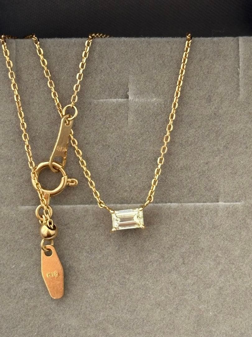 ★ 新品未使用　ジュエリーツツミ　ダイヤモンド　一粒　スクエアネックレス　K18