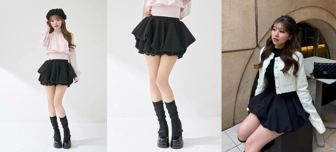 ダーリッチ darich ボリュームバルーンミニスカート ブラック FREE